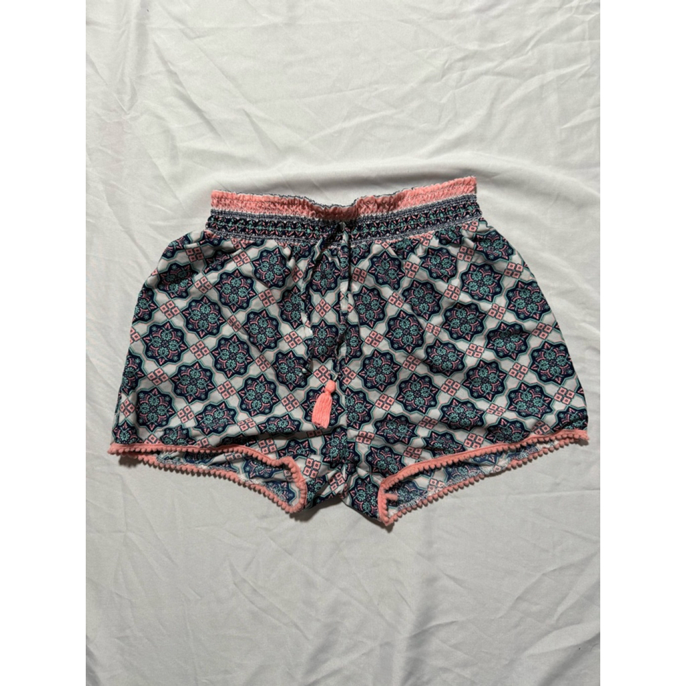 Girls California Kids Shorts Size 12 White Pink Patterned